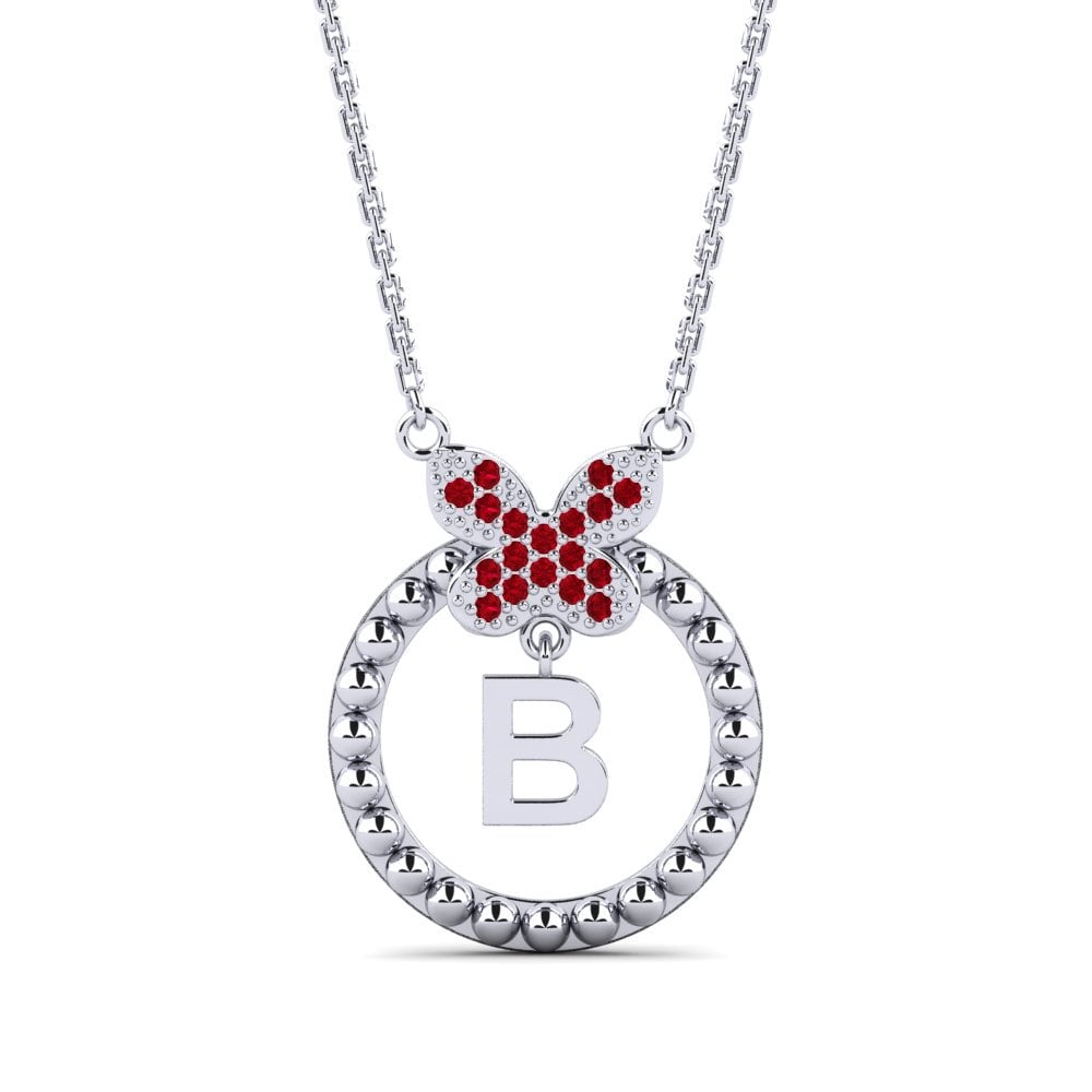 950 Palladium Roter Zirkonia Damen halskette Cystite - B