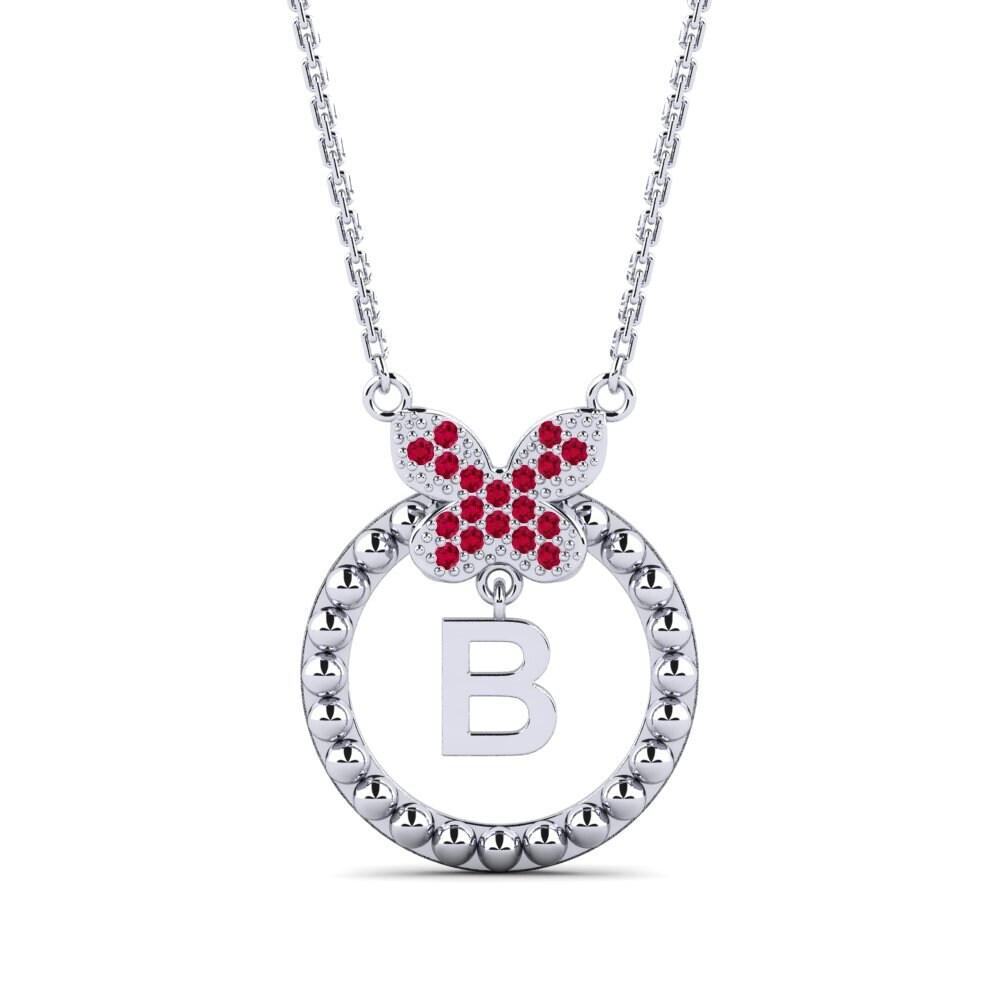 950 Palladium Rubin Damen halskette Cystite - B