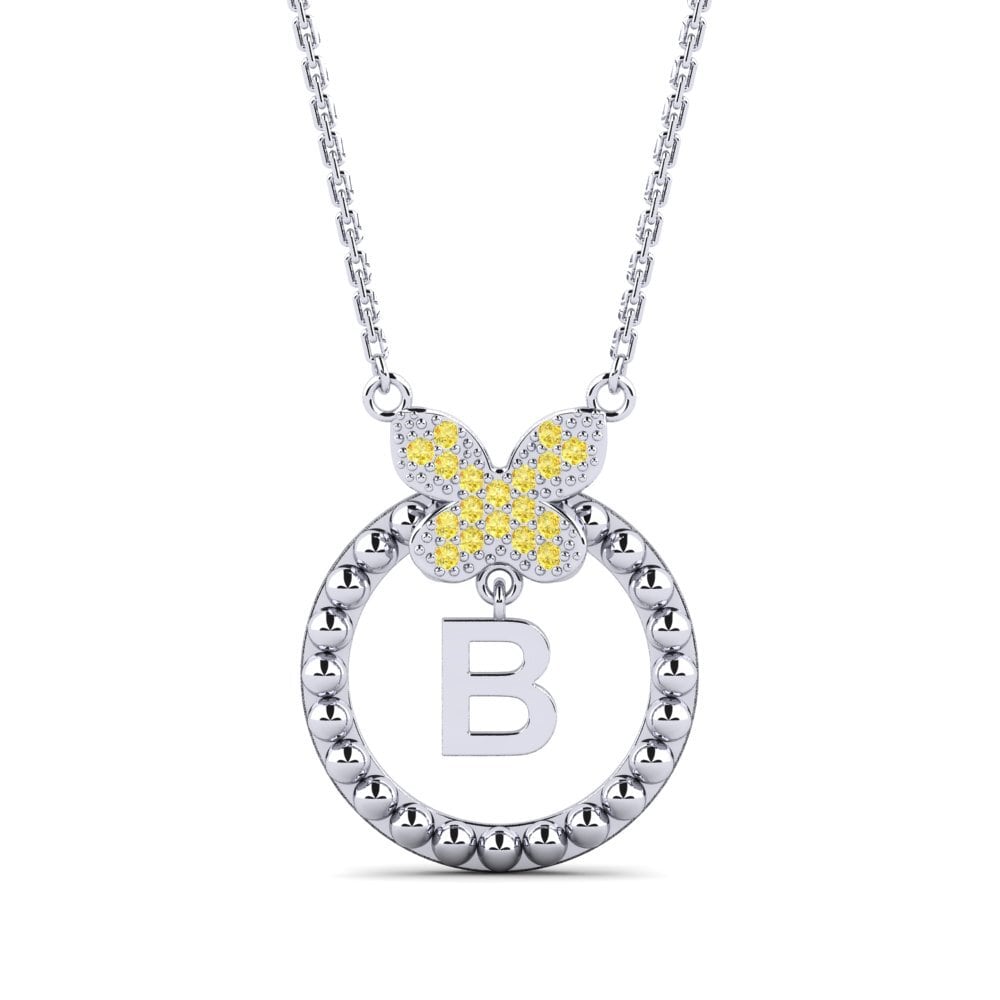 950 Platin Gelber Saphir Damen halskette Cystite - B