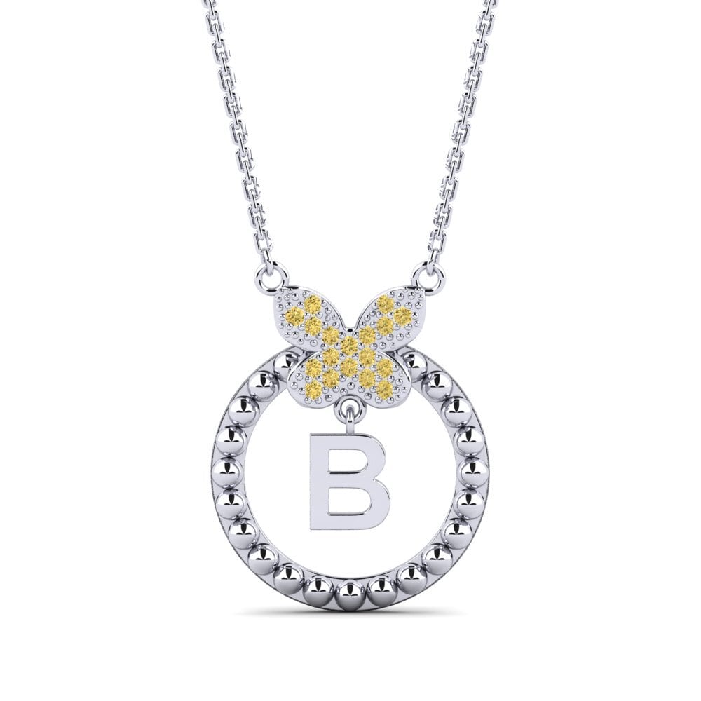 Weißgold 375 Gelber Diamant Damen halskette Cystite - B