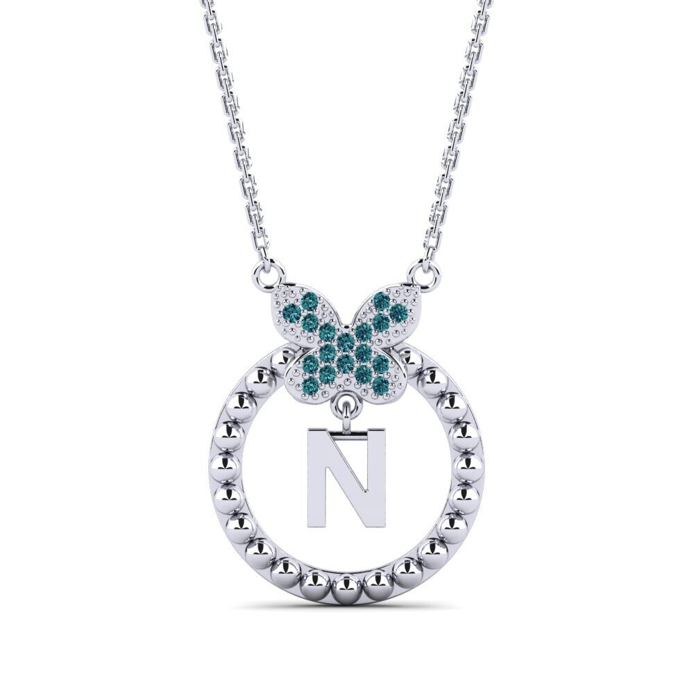 Weißgold 375 Blauer Diamant Damen halskette Cystite - N