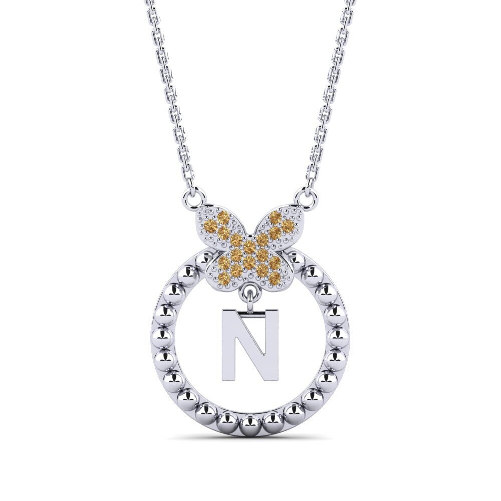 Weißgold 375 Brauner Diamant Damen halskette Cystite - N