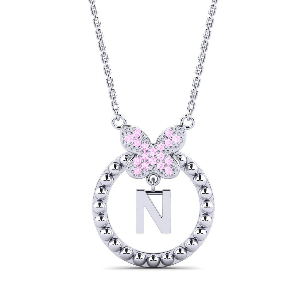 950 Platin Rosa Saphir Damen halskette Cystite - N