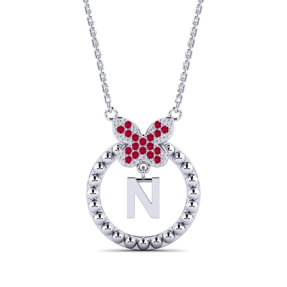 950 Palladium Rubin Damen halskette Cystite - N