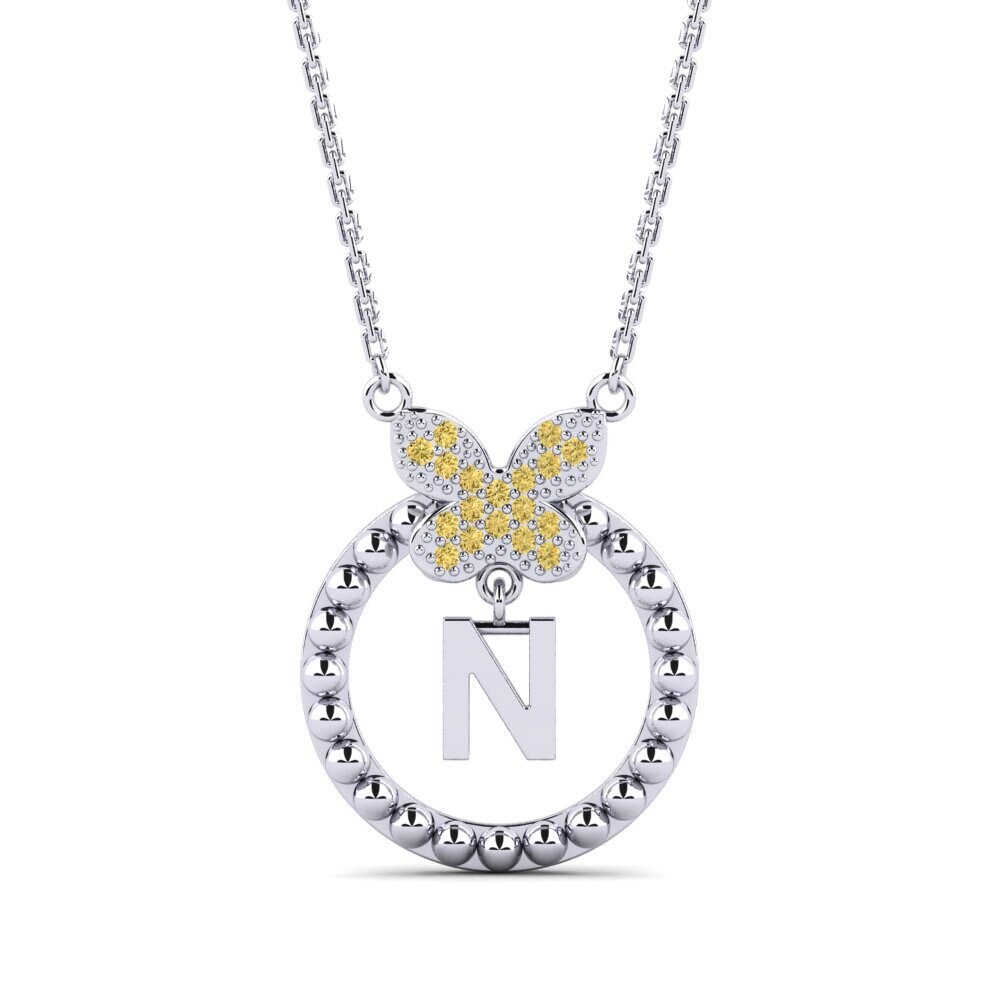 Weißgold 375 Gelber Diamant Damen halskette Cystite - N