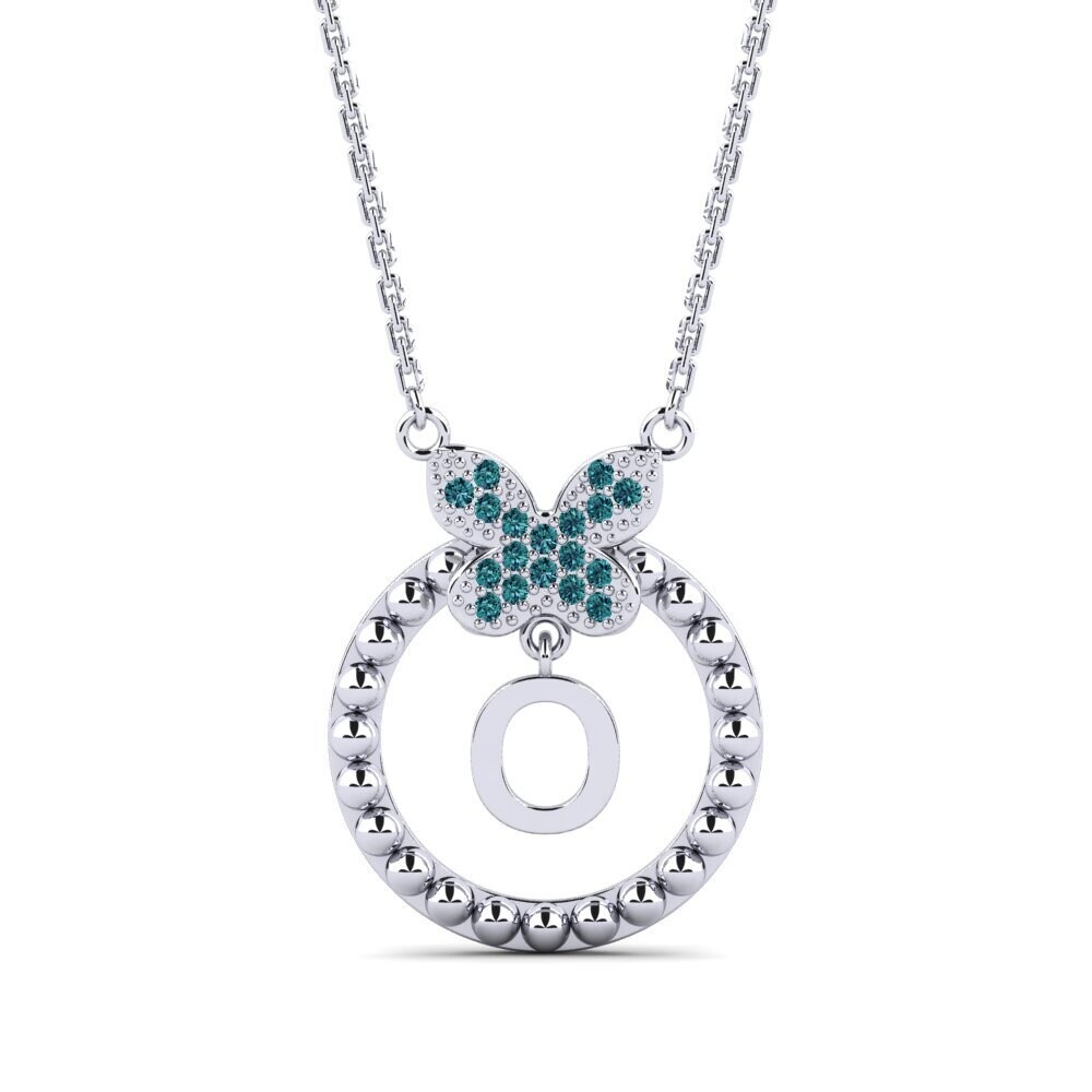 Weißgold 375 Blauer Diamant Damen halskette Cystite - O