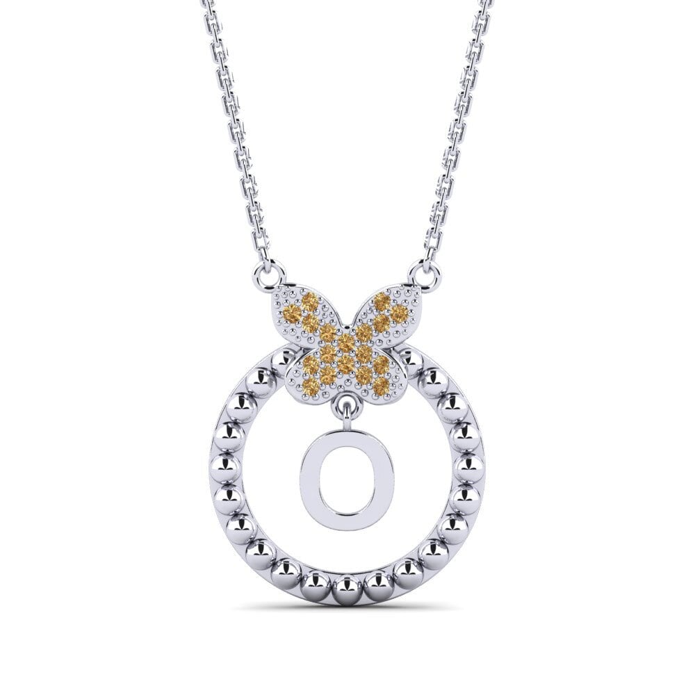Weißgold 375 Brauner Diamant Damen halskette Cystite - O