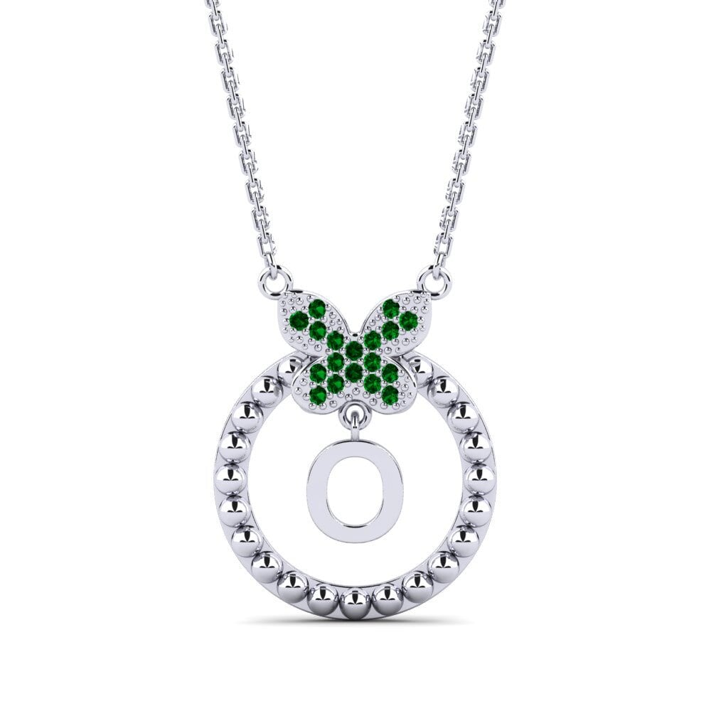 950 Platin Grüner Zirkonia Damen halskette Cystite - O