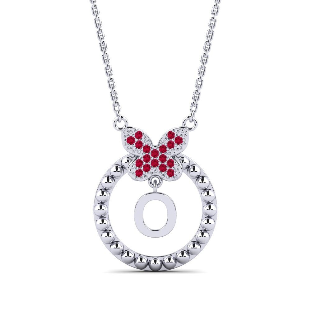 950 Palladium Rubin Damen halskette Cystite - O