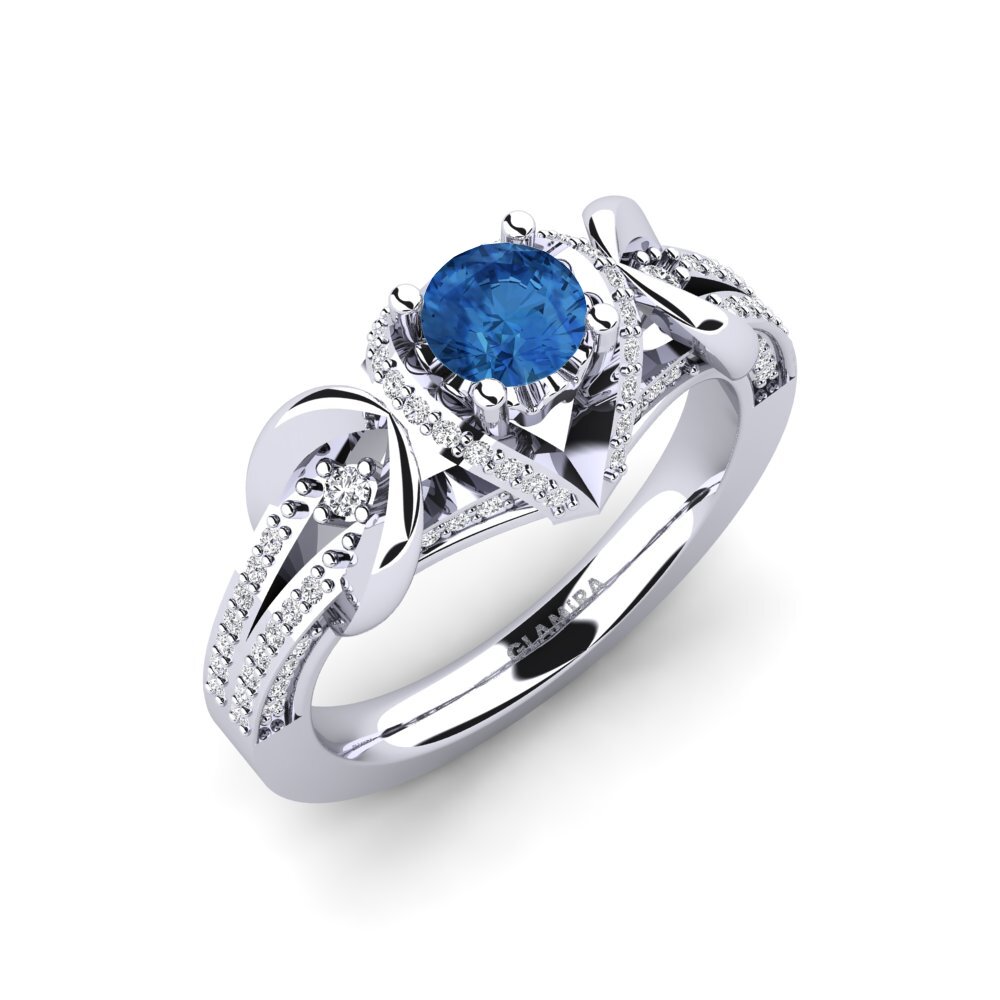 Dark Blue Zirconia Bridal Set Crinkly Ring A