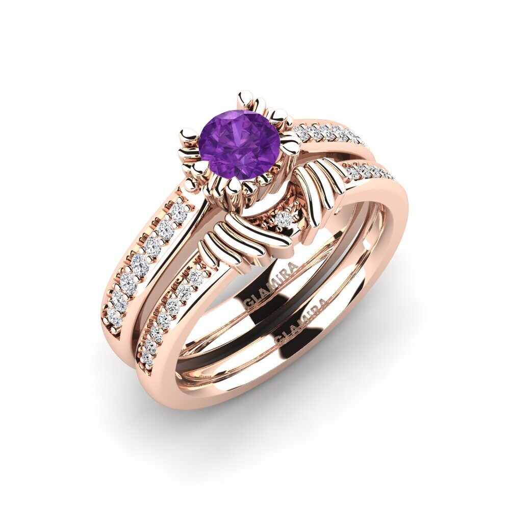 9ct Rose Gold Amethyst Bridal Set Snazy