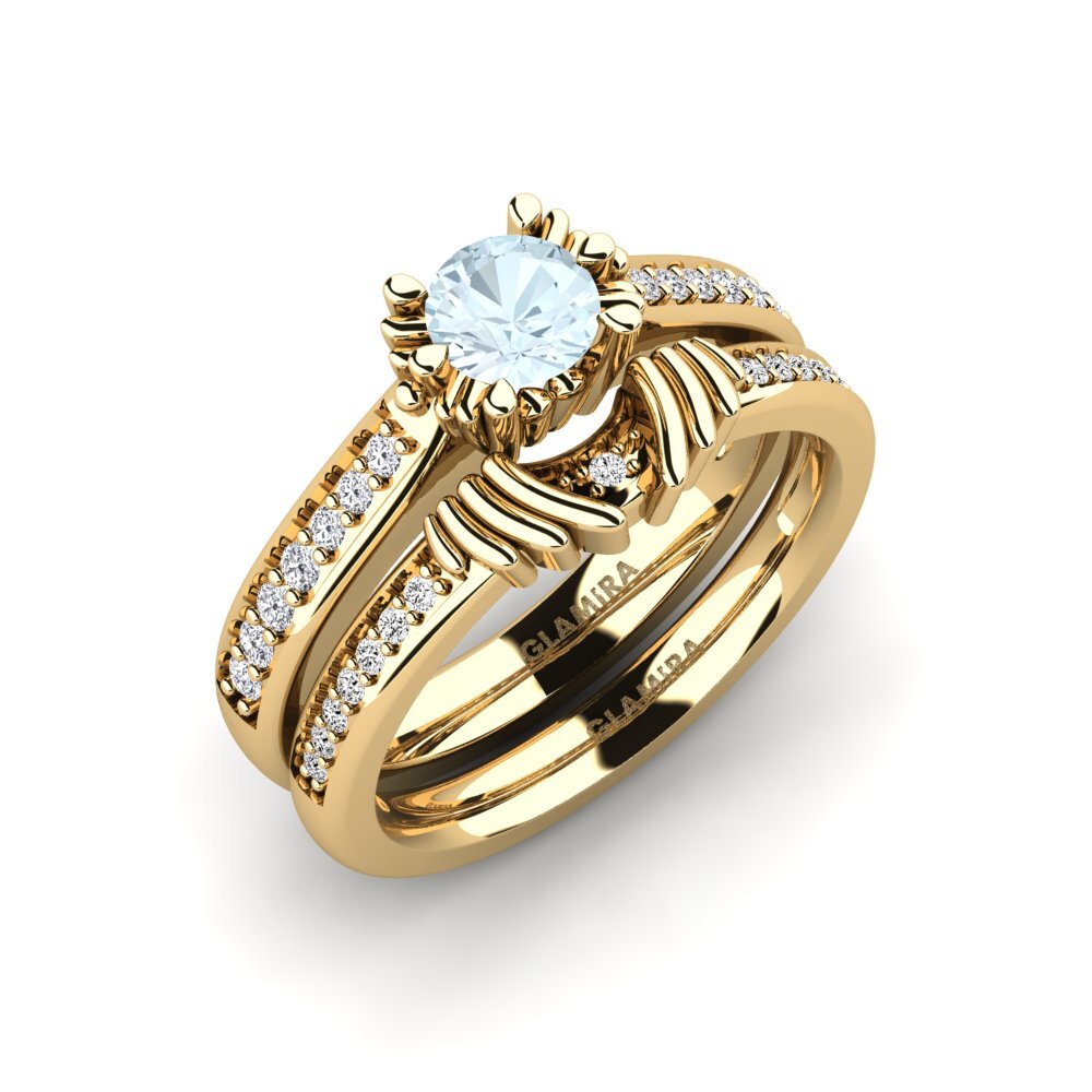 18ct Yellow Gold Aquamarine Bridal Set Snazy