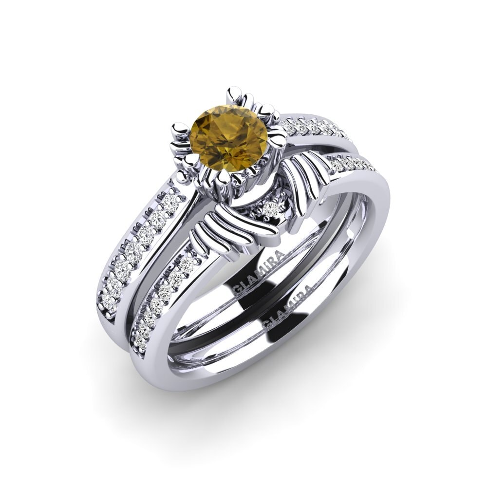 Round Brown Zircon Bridal Set Snazy