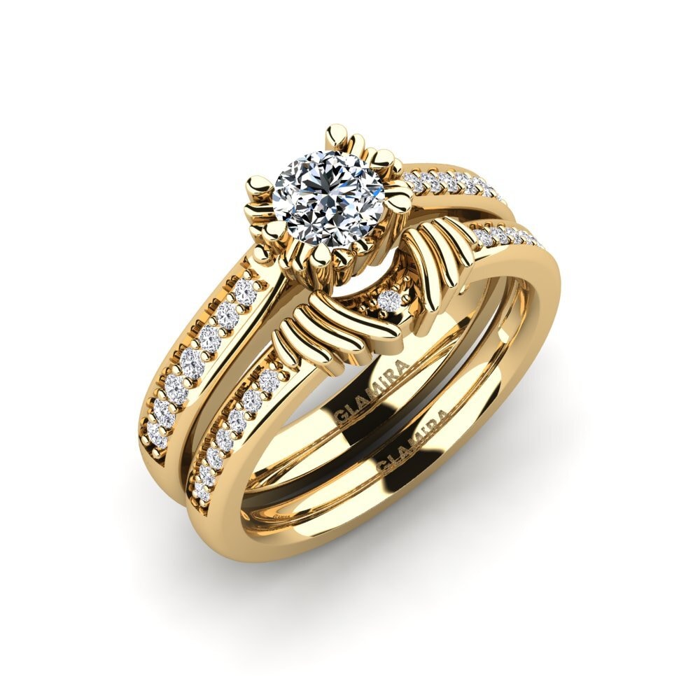 14k Oro Amarillo Circonita Set de Anillos Snazy