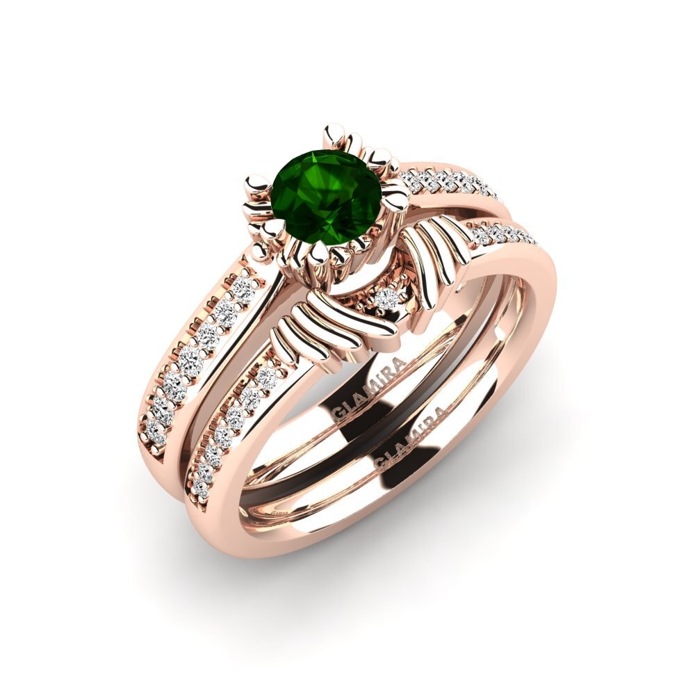 14ct Rose Gold Green Tourmaline Bridal Set Snazy