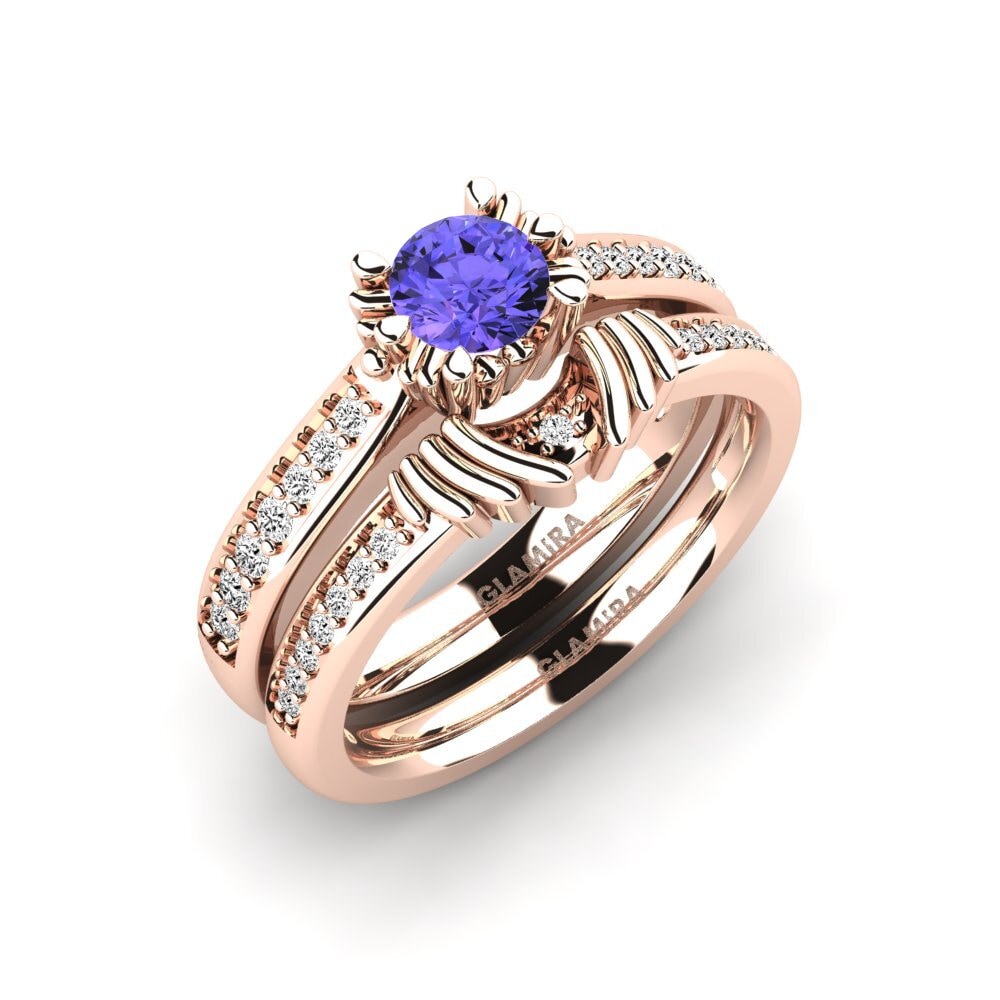 14ct Rose Gold Tanzanite Bridal Set Snazy