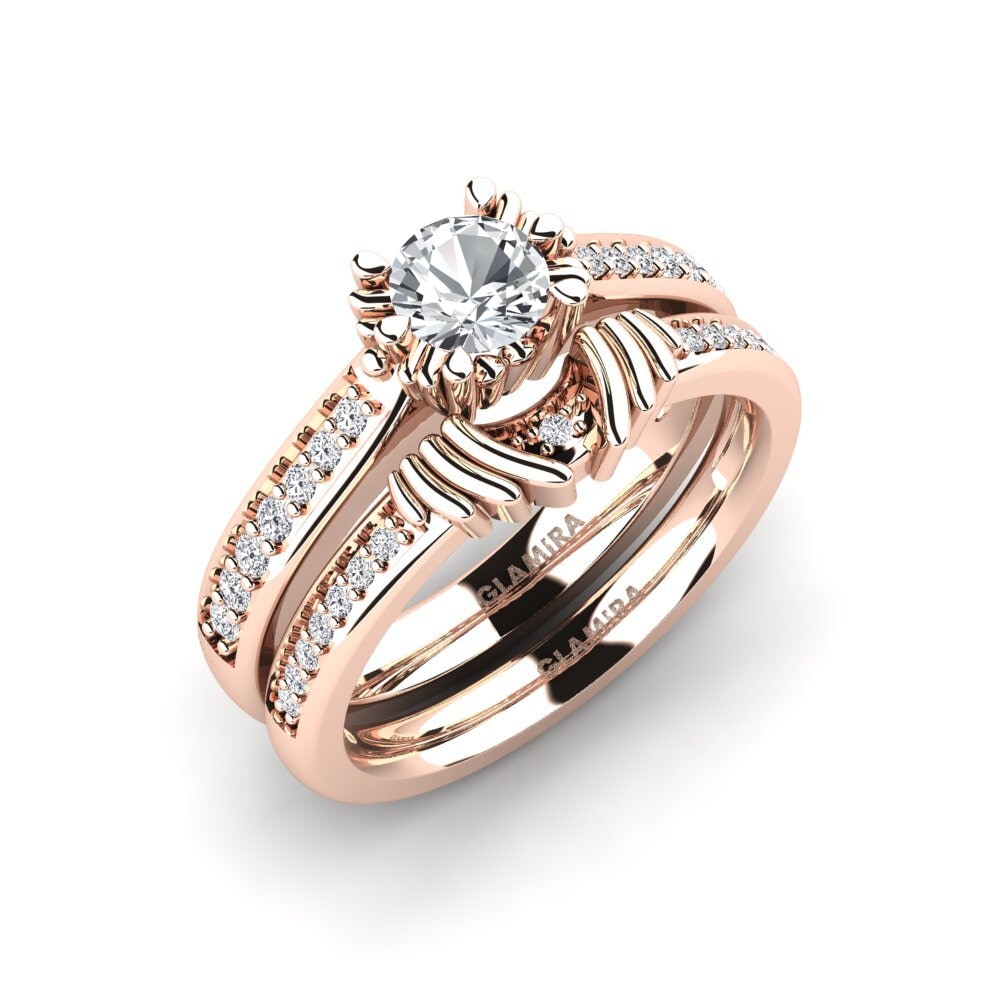 14ct Rose Gold White Zircon Bridal Set Snazy
