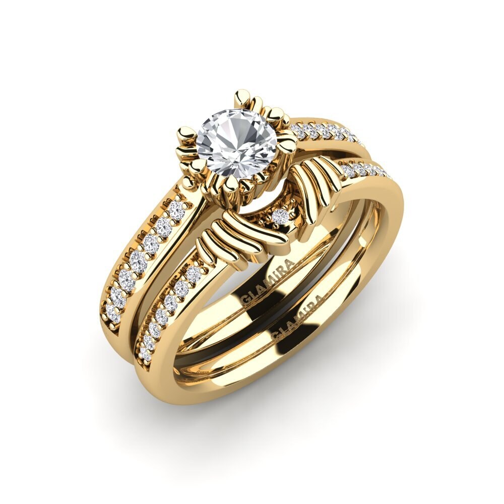 14ct Yellow Gold White Zircon Bridal Set Snazy