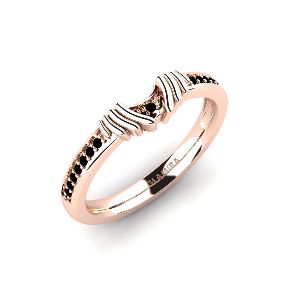 14k Rose Gold Black Sapphire Bridal Set Snazy Ring B