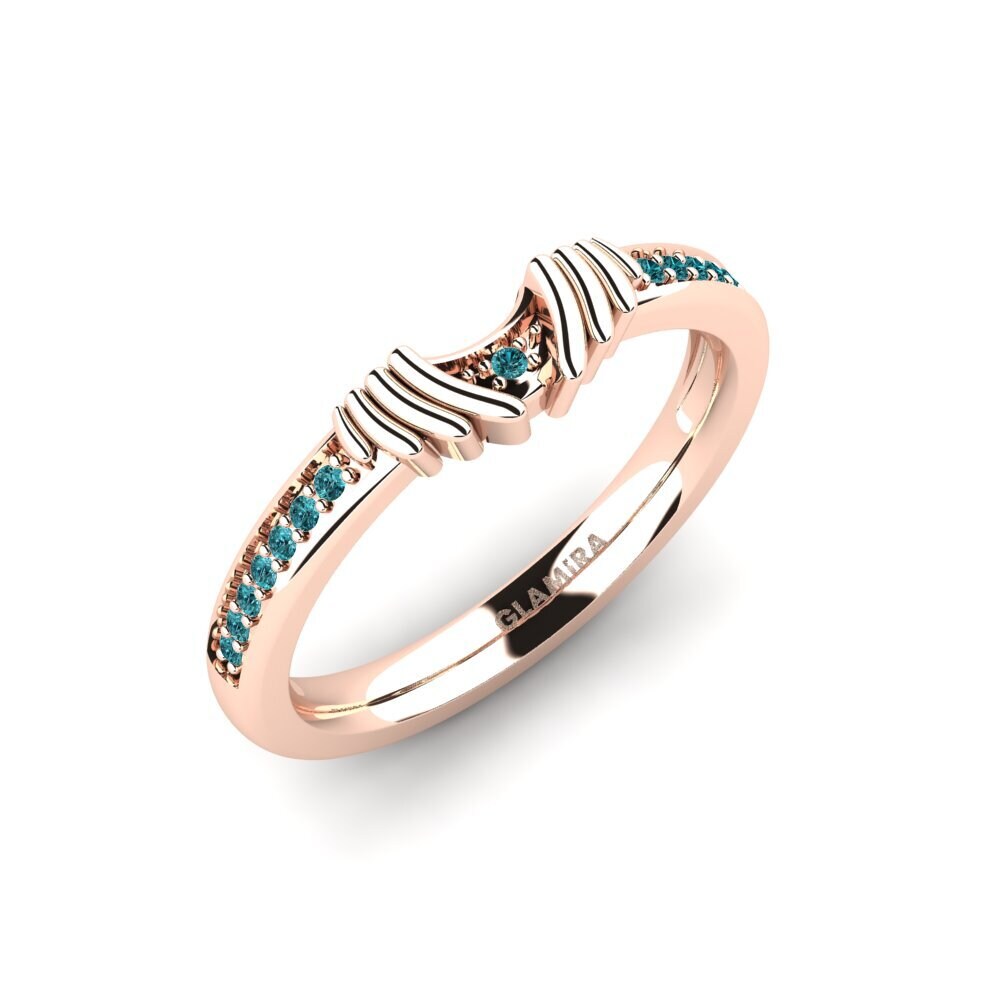 Vàng Hồng 9K Kim Cương Xanh Dương Bộ cô dâu Snazy Ring B
