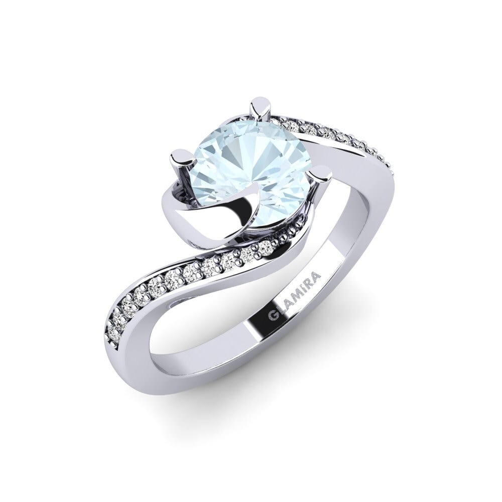 Đá Aquamarine Bộ cô dâu Sinuous Ring A