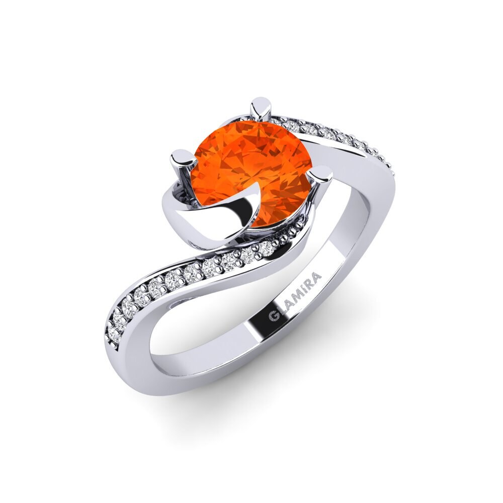 Fire Opal Bridal Set Sinuous Ring A