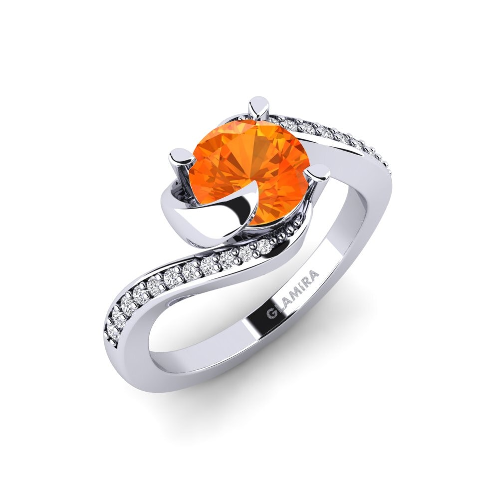 Orange Sapphire Bridal Set Sinuous Ring A