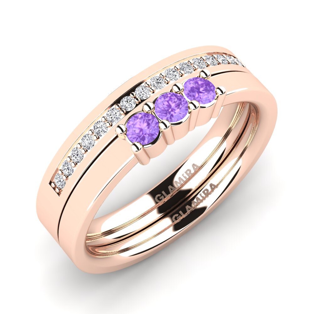 9ct Rose Gold Amethyst Bridal Set Soulmates