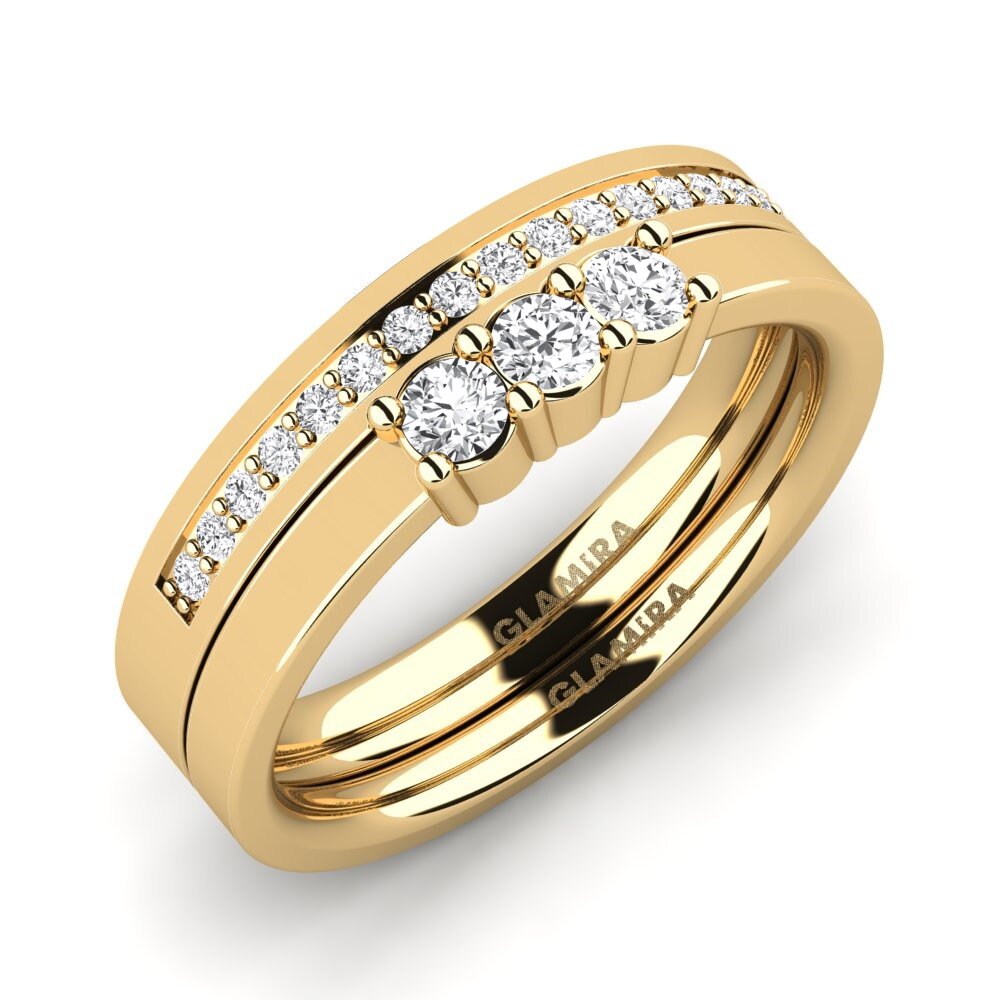 18ct Yellow Gold White sapphire Bridal Set Soulmates