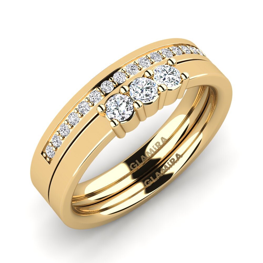 14k Oro Amarillo Circonita Set de Anillos Soulmates