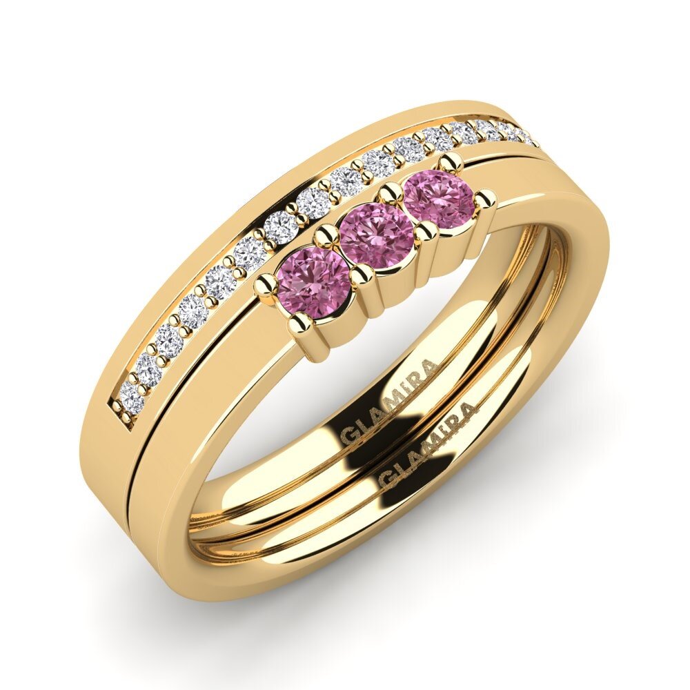 14ct Yellow Gold Rhodolite Garnet Bridal Set Soulmates