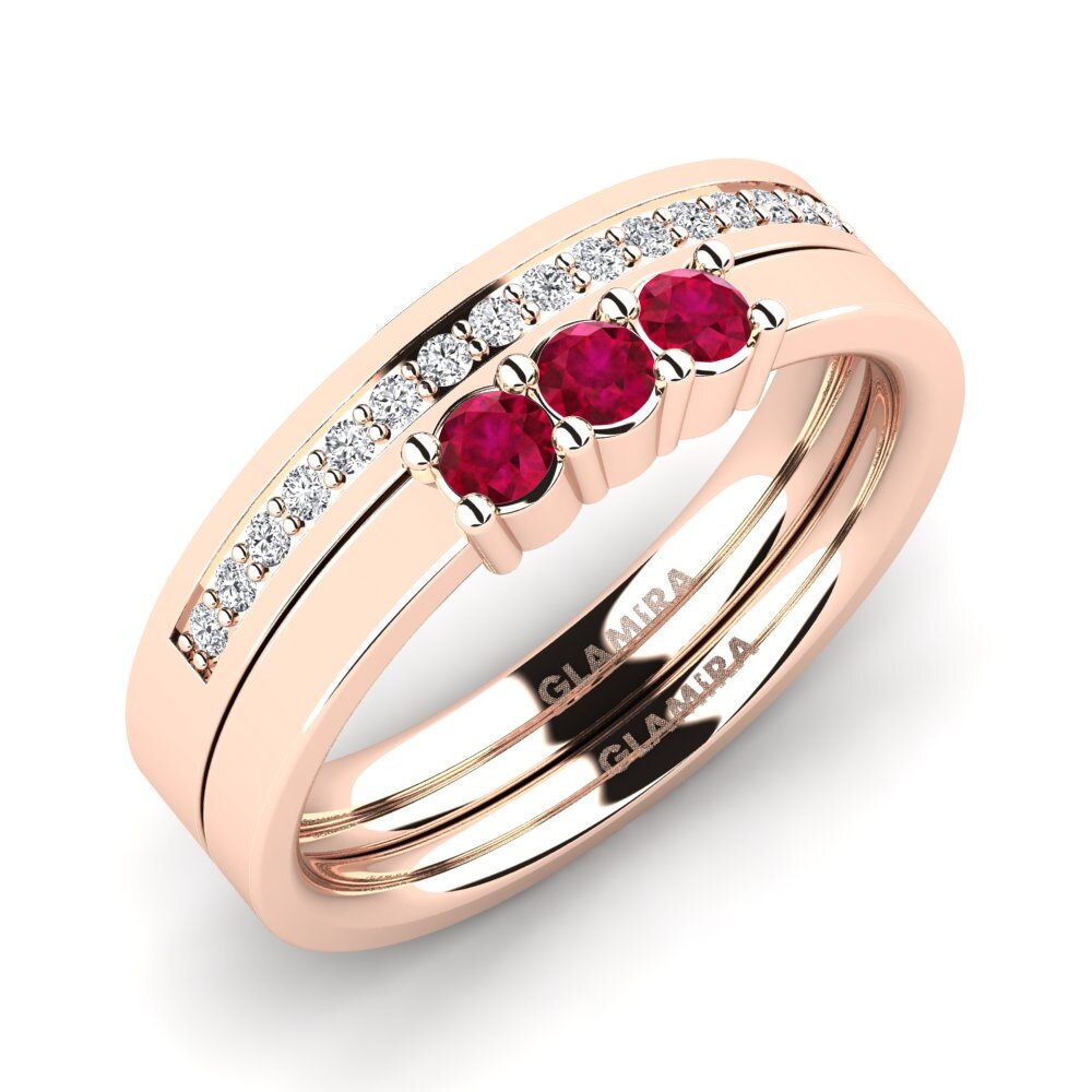 9ct Rose Gold Ruby Bridal Set Soulmates