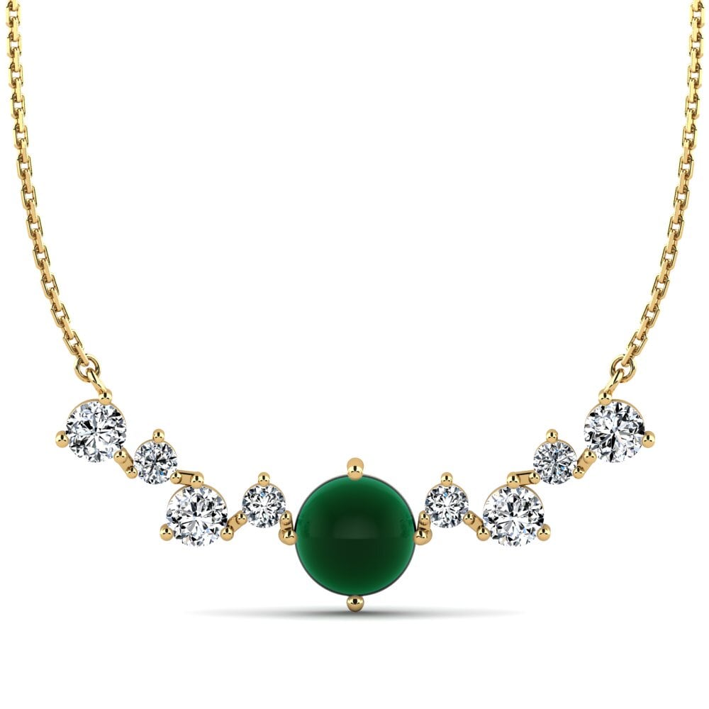 9k Oro Amarillo Esmeralda Cabujón Collar de Mujer Daberath