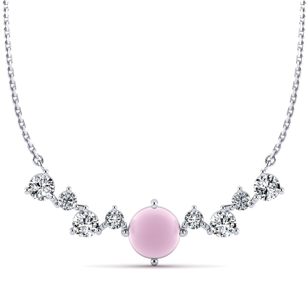 Cuarzo Rosa Cabujón Collar de Mujer Daberath