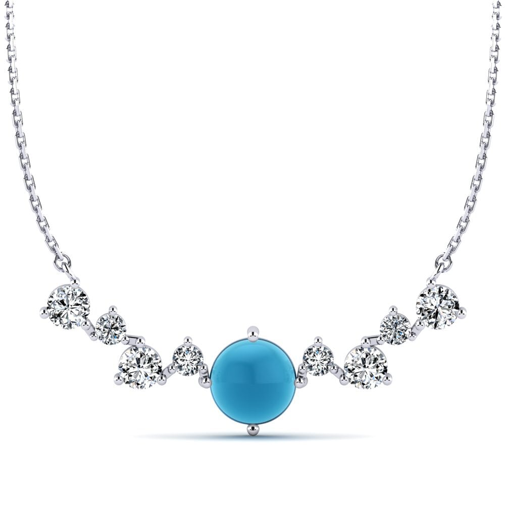 Topacio Azul Cabujón Collar de Mujer Daberath