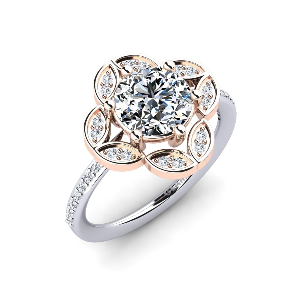 Oro Rosso & Bianco 585 Zircone Anello Dabria