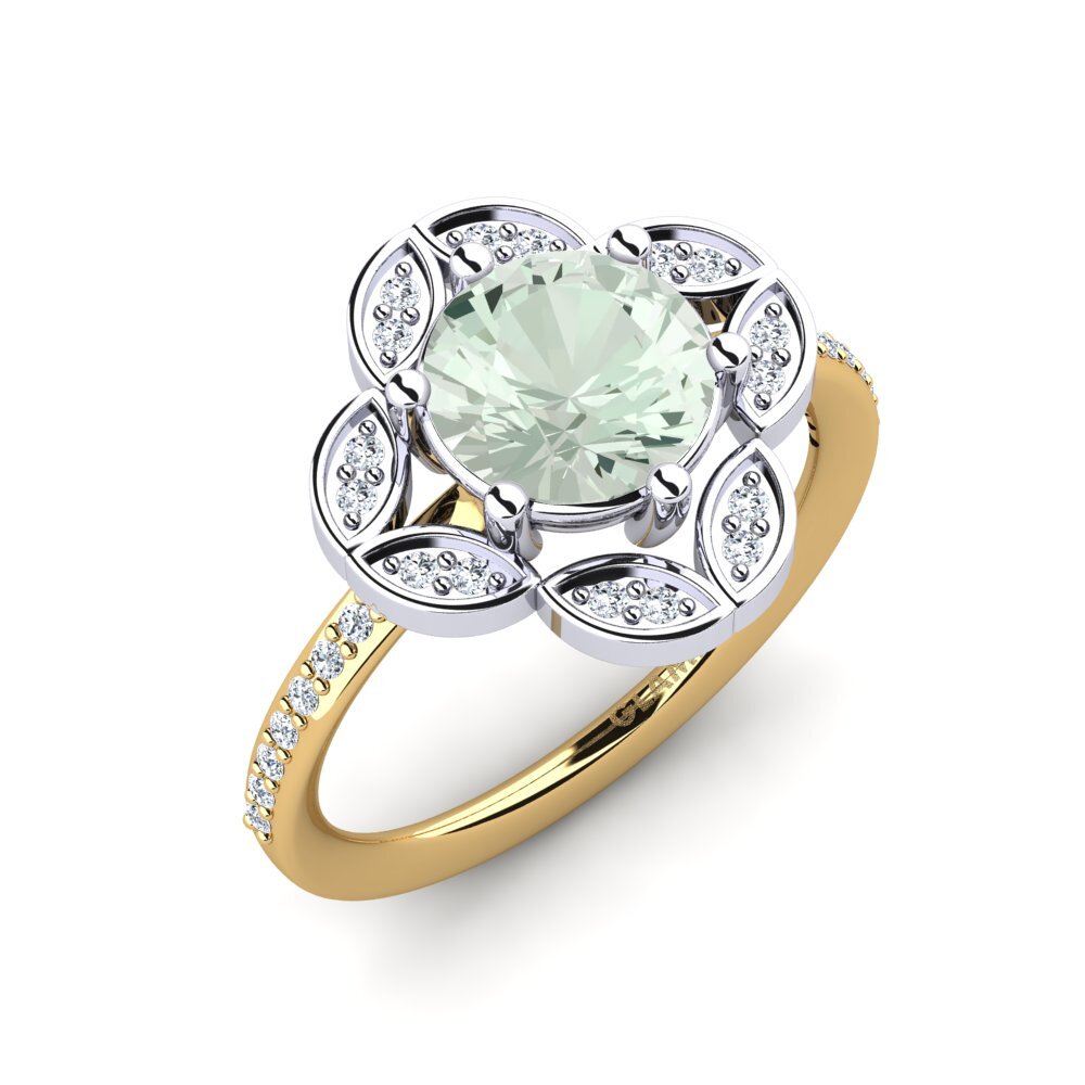 18ct White & Yellow Gold Green Amethyst Ring Dabria