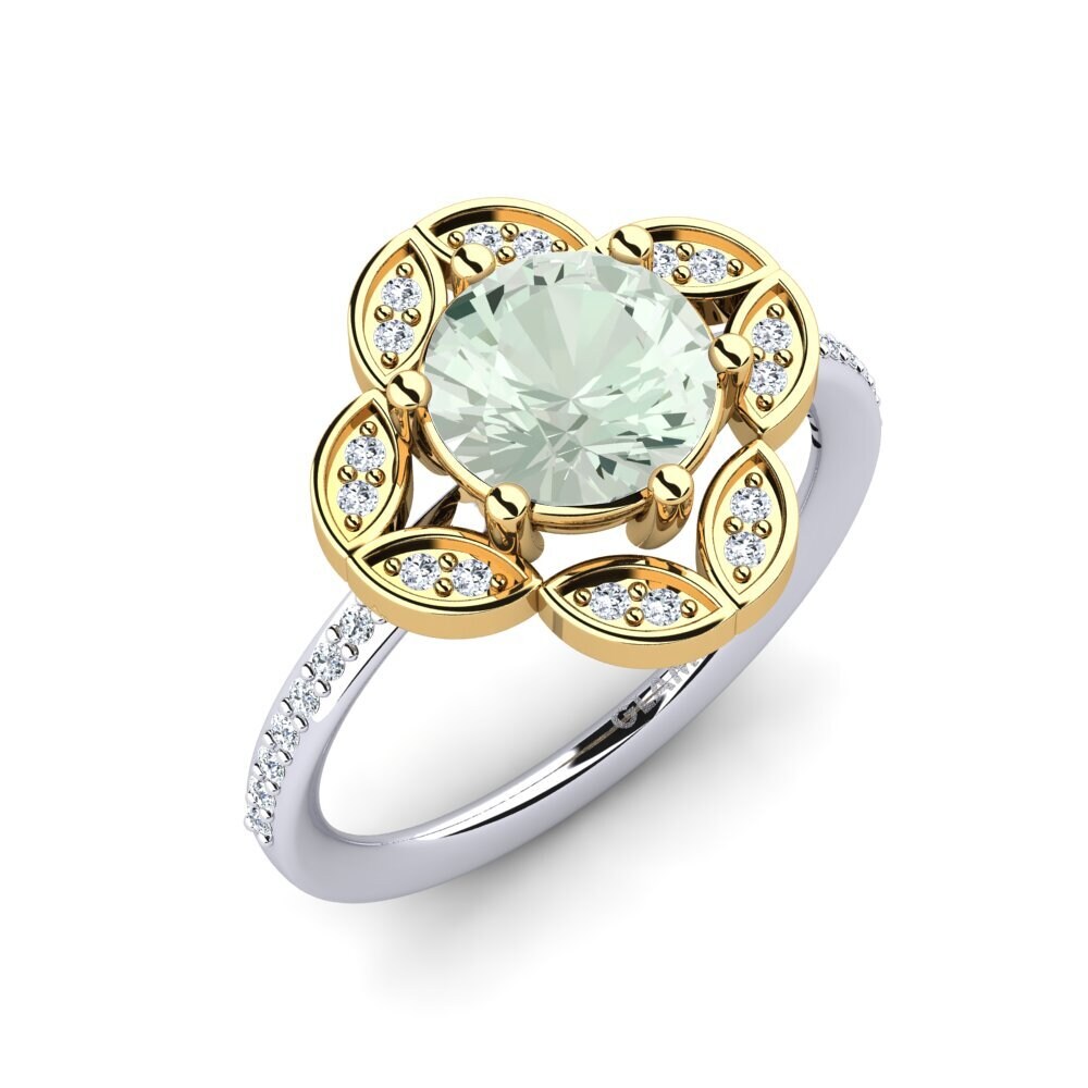 18ct Yellow & White Gold Green Amethyst Ring Dabria
