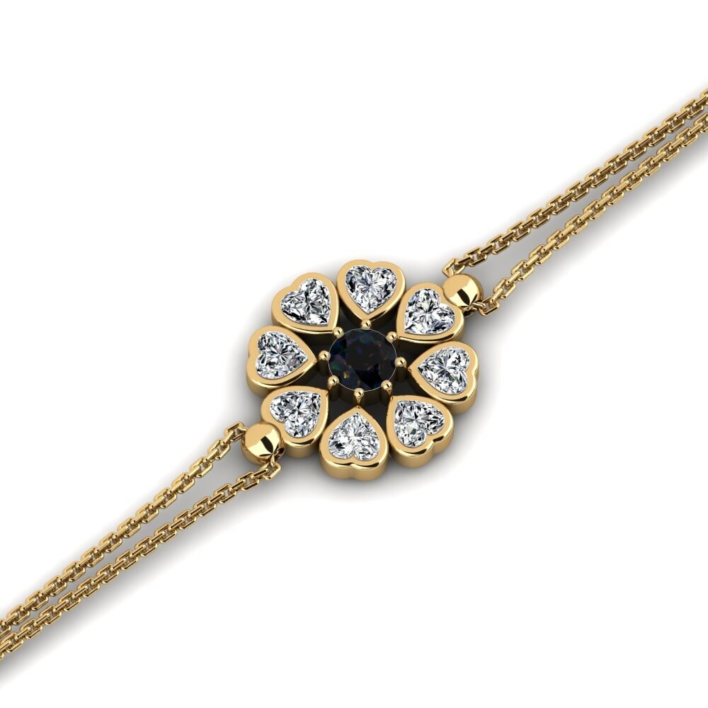 14ct Yellow Gold Black Opal Women's Bracelet Daces