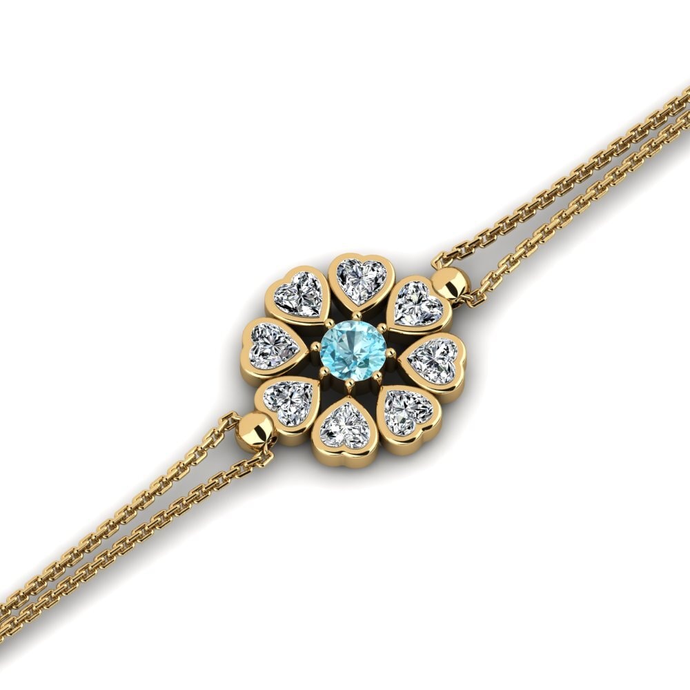 14ct Yellow Gold Blue Zircon Women's Bracelet Daces