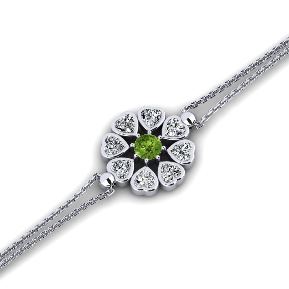 White Silver Peridot Women's Bracelet Daces