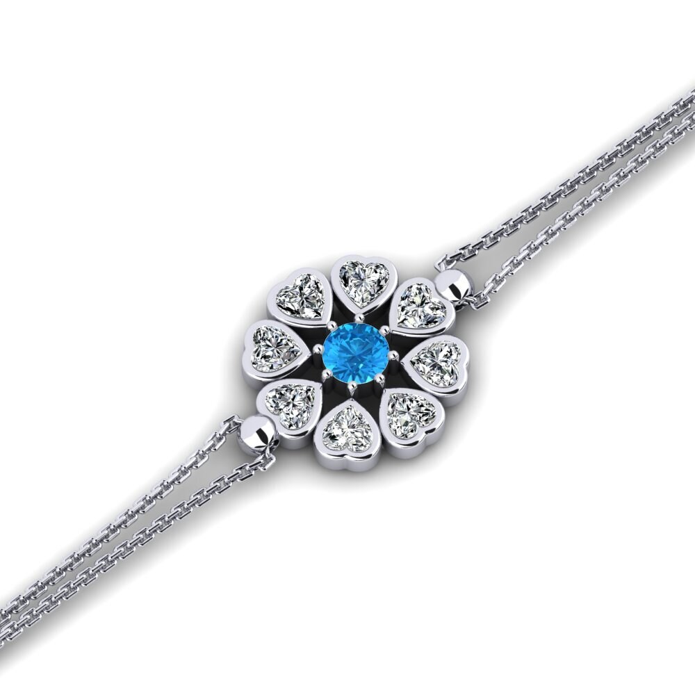 White Silver Blue Topaz Women's Bracelet Daces