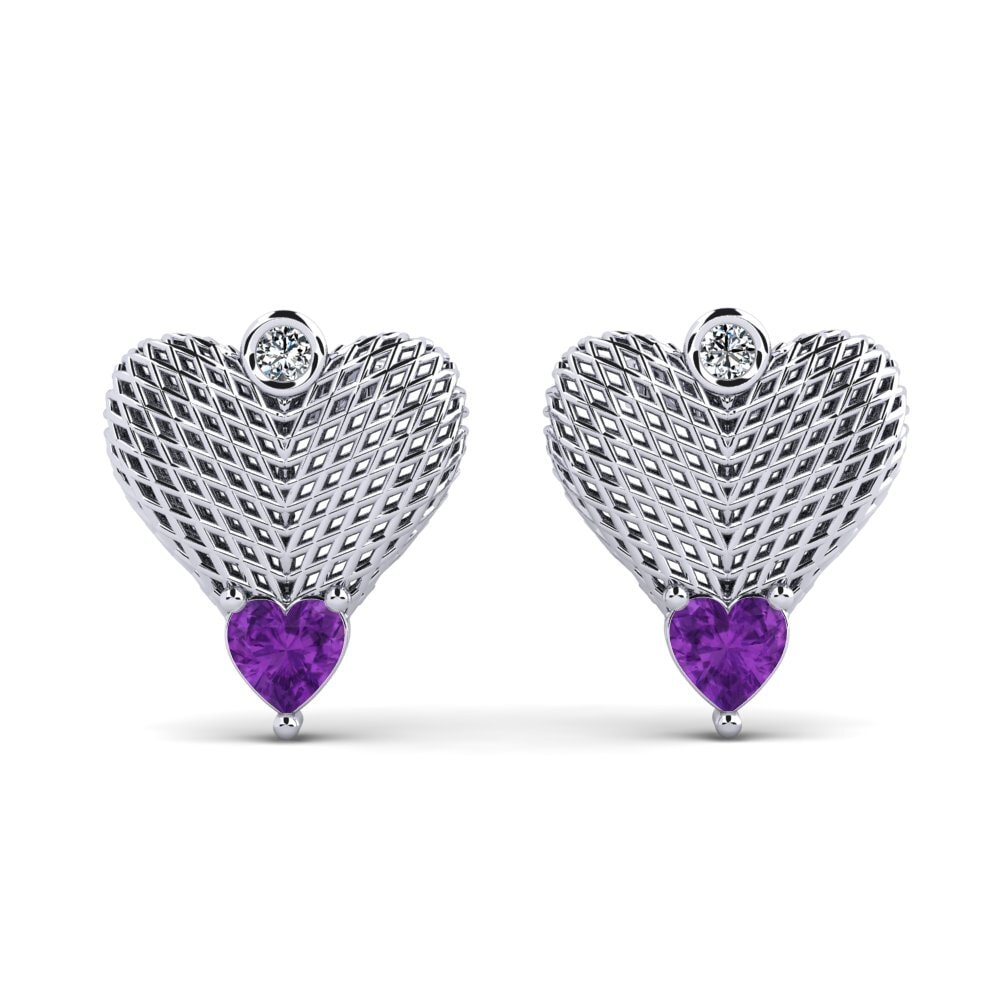 18ct White Gold Amethyst Women's Earring Daewoo