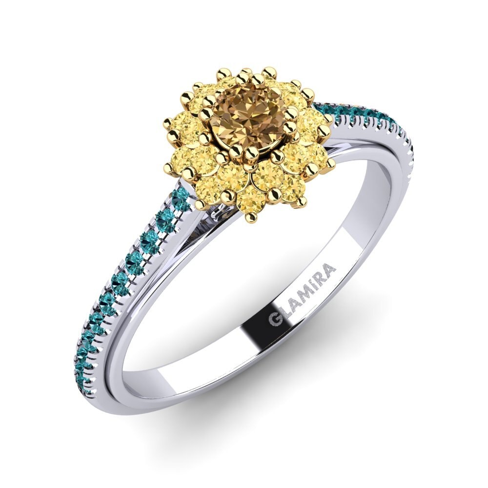 14ct White & Yellow Gold Engagement Ring Daffney 0.16 crt