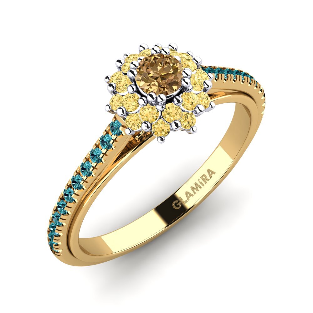 18k Oro Amarillo & Blanco Anillo de compromiso Daffney 0.16 crt
