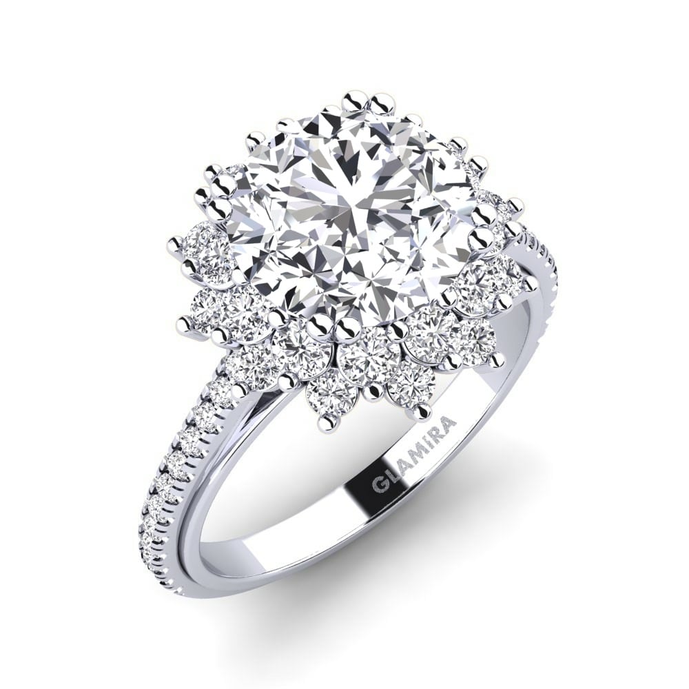 Oro Bianco 375 Rotondo Diamante Anello di fidanzamento Daffney crt