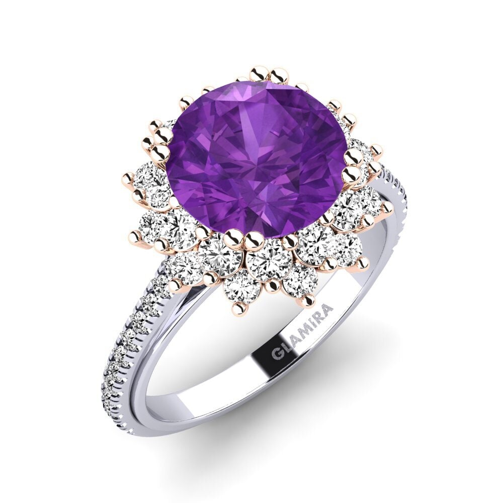 18k Oro Blanco & Rosa Amatista Anillo de compromiso Daffney 3.0 crt
