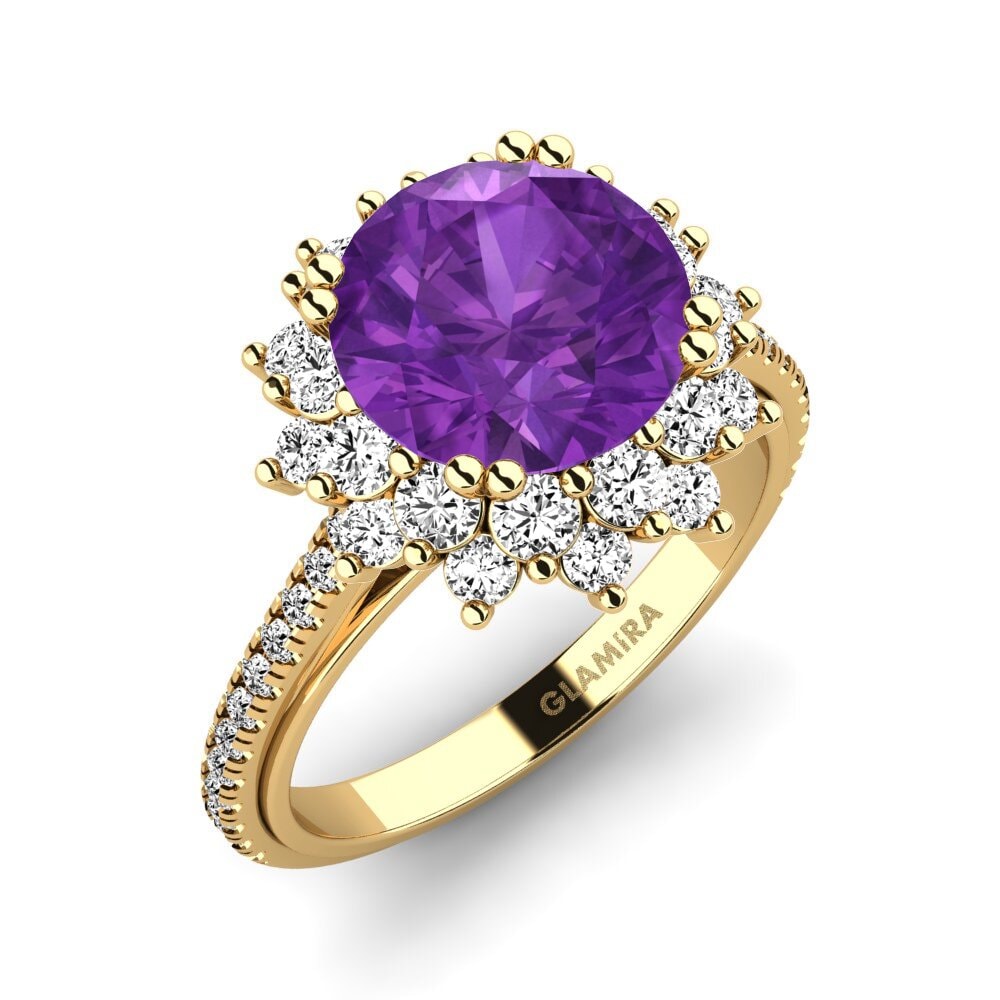14k Oro Amarillo Amatista Anillo de compromiso Daffney 3.0 crt