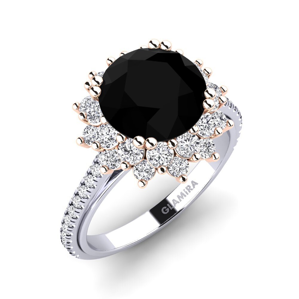 9ct White & Rose Gold Black Onyx Engagement Ring Daffney 3.0 crt