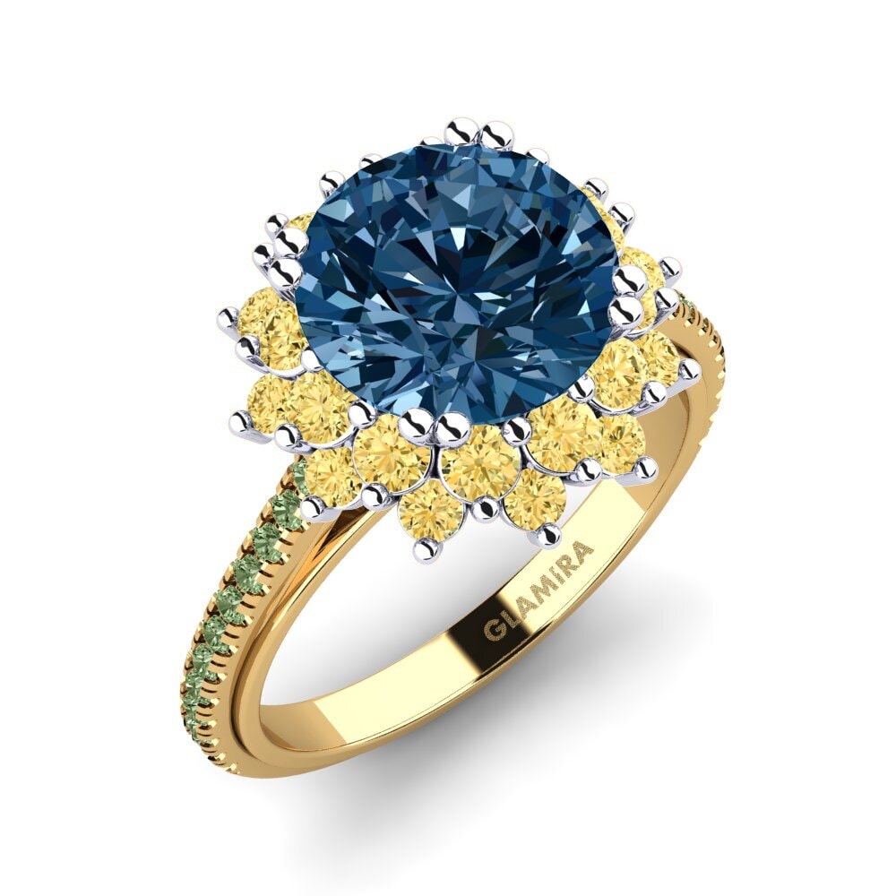 18k Oro Amarillo & Blanco Anillo de compromiso Daffney 3.0 crt